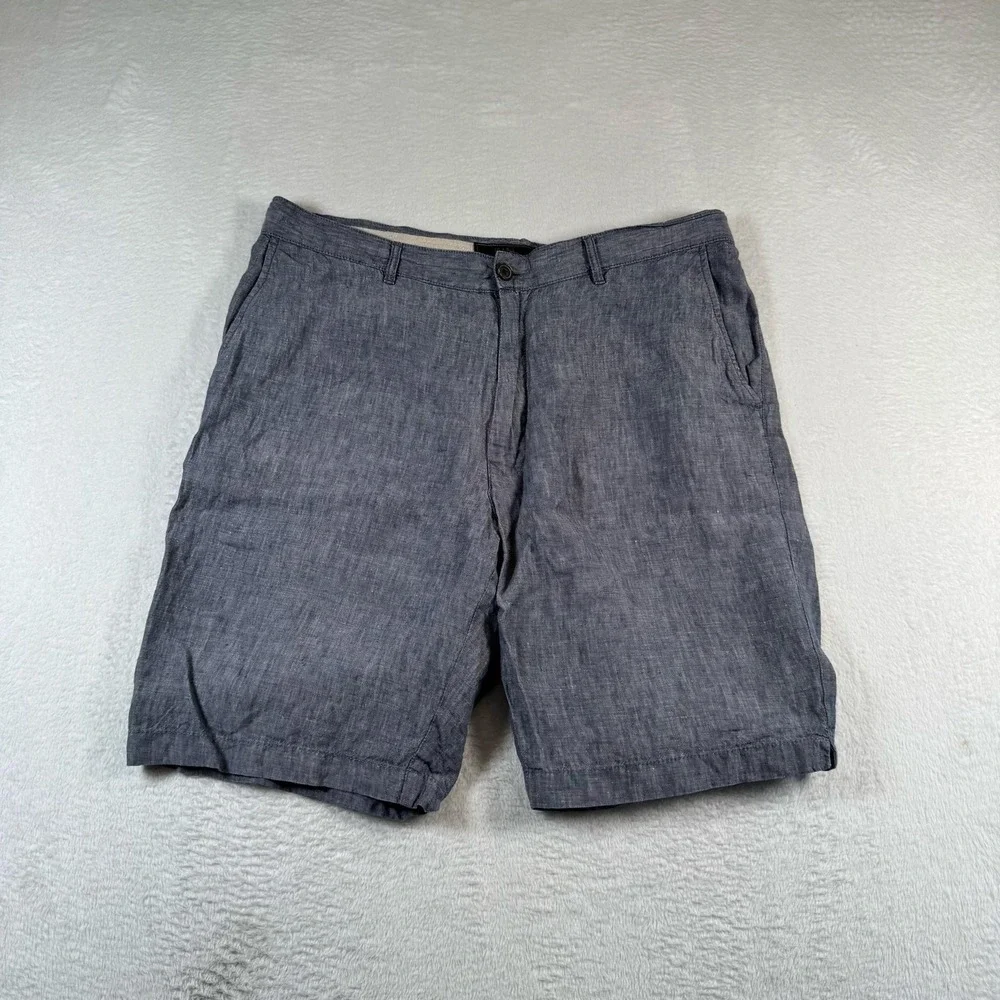 Jos. A. Bank Reserve Shorts Mens 35 Blue 11 In Inseam Linen Chino Casual Summer